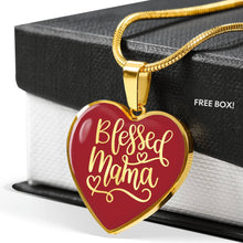 Load image into Gallery viewer, Blessed Mama Heart Shaped Pendant 18K Gold or Stainless Steel Necklace and Gift Box