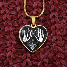 Load image into Gallery viewer, Skeleton Monogram Letter C Heart Shaped Pendant Necklace