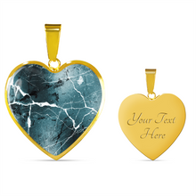 Load image into Gallery viewer, Light Blue Marble Design On Stainless Steel Heart Shaped Pendant Necklace