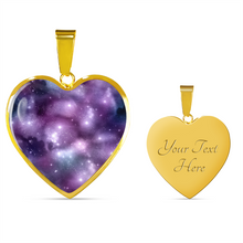 Load image into Gallery viewer, Purple Galaxy Nebula Heart Shaped Stainless Steel Pendant Gift Set