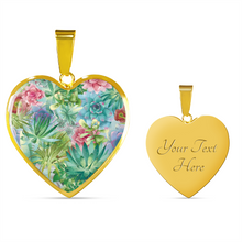 Load image into Gallery viewer, Succulents on Heart Shaped Stainless Steel Pendent Jewelry Necklace With Gift Box and Chain Colorful and Lush Design
