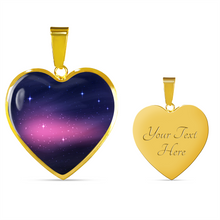 Load image into Gallery viewer, Pink and Blue Galaxy Nebula Stainless Steel Heart Shaped Pendant Necklace Gift Set