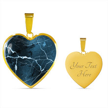 Load image into Gallery viewer, Dark Blue Marble Style Design On Heart Shaped Stainless Steel Pendant