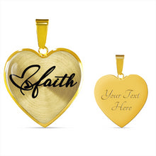 Load image into Gallery viewer, Faith Heart Pendant Necklace In Stainless Steel or 18K Yellow Gold Finish