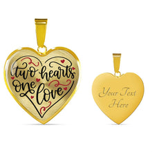 Load image into Gallery viewer, Two Hearts One Love Heart Shaped Pendant Necklace In 18K Gold or Stainless Steel With Chain and Gift Box