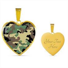 Load image into Gallery viewer, Green, Brown, Black and Tan Camouflage Heart Pendant Necklace Stainless Steel