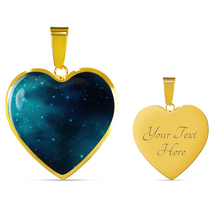 Load image into Gallery viewer, Teal and Blue Galaxy Design On Stainless Steel Heart Pendant Necklace