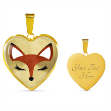 Load image into Gallery viewer, Pretty Red Fox Heart Shaped Pendant and Necklace Gift Set In Silver or Gold