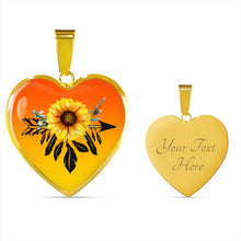 Load image into Gallery viewer, Dreamcatcher Sunflower on Bright Orange and Yellow Ombre Boho Design Heart Shaped Stainless Steel Pendant Necklace Dream Catcher Jewelry