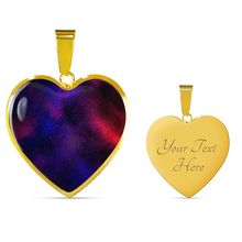 Load image into Gallery viewer, Red Purple and Blue Galaxy Nebula Space Heart Shaped Stainless Steel Pendant Necklace Gift Set
