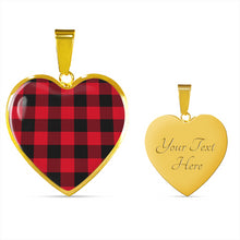 Load image into Gallery viewer, Buffalo Plaid Heart Shaped pendant Necklace Gift Set In Gold or Stainless Steel