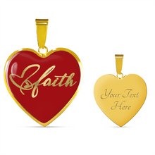 Load image into Gallery viewer, Faith Script On Stainless Steel Heart Shaped Pendant Necklace With 18K Gold Option