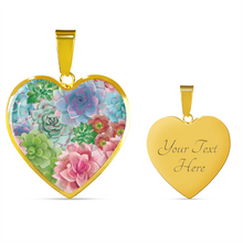Load image into Gallery viewer, Succulents on Heart Shaped Stainless Steel Pendent Jewelry Necklace With Gift Box and Chain