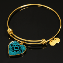 Load image into Gallery viewer, Tribal Design Jewelry on Turquoise Faux Stone Stainless Steel Heart Shaped Pendant Necklace With Chain and Gift Box