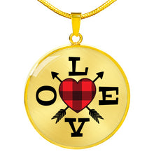 Load image into Gallery viewer, Buffalo Plaid LOVE Circle Round Pendant Necklace Gift Set