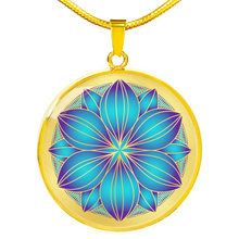 Load image into Gallery viewer, Teal and Purple Mandala Ethnic Boho Necklace Pendant Gift Set In Stainless Steel