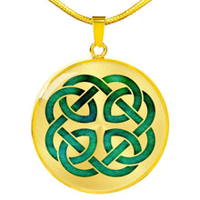 Load image into Gallery viewer, Green Watercolor Celtic Knot Pendant Necklace Knotwork