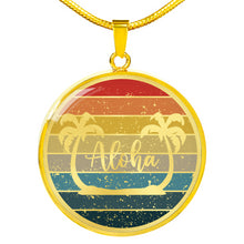 Load image into Gallery viewer, Aloha Hawaiian Style Jewelry With Palm Trees Pendant Necklace in Stainless Steel or 14K Gold Finish