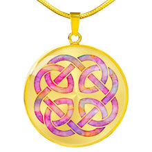 Load image into Gallery viewer, Pink Watercolor Celtic Knotwork Knot Necklace Pendant