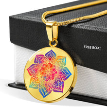 Load image into Gallery viewer, Rainbow Mandala Flower Pendant Mehndi Boho Ethnic