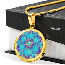 Load image into Gallery viewer, Teal and Purple Mandala Ethnic Boho Necklace Pendant Gift Set In Stainless Steel
