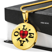 Load image into Gallery viewer, Buffalo Plaid LOVE Circle Round Pendant Necklace Gift Set