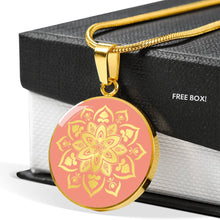 Load image into Gallery viewer, Coral Mandala Round Circle Pendant Necklace Gift Set In Stainless Steel or 18K Gold