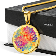 Load image into Gallery viewer, Rainbow Mandala Boho Ethnic Mehndi Circle Pendant Necklace