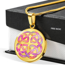 Load image into Gallery viewer, Pink Watercolor Celtic Knotwork Knot Necklace Pendant