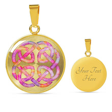 Load image into Gallery viewer, Pink Watercolor Celtic Knotwork Knot Necklace Pendant