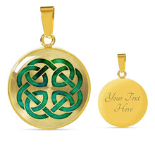 Load image into Gallery viewer, Green Watercolor Celtic Knot Pendant Necklace Knotwork