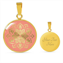 Load image into Gallery viewer, Coral Mandala Round Circle Pendant Necklace Gift Set In Stainless Steel or 18K Gold