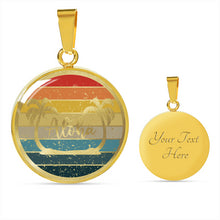 Load image into Gallery viewer, Aloha Hawaiian Style Jewelry With Palm Trees Pendant Necklace in Stainless Steel or 14K Gold Finish