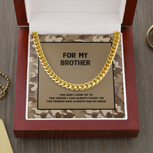 Load image into Gallery viewer, For My Brother Brown Desert Camouflage Message Card With Cuban Link Chain and Gift Box