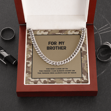 Load image into Gallery viewer, For My Brother Brown Desert Camouflage Message Card With Cuban Link Chain and Gift Box