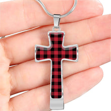 Load image into Gallery viewer, Buffalo Plaid Cross Pendant Necklace With Chain and Gift Box