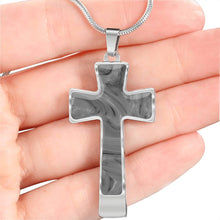 Load image into Gallery viewer, Gray Faux Marble Cross Pendant Stainless Steel With Necklace Chain and Gift Box