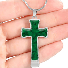 Load image into Gallery viewer, Dark Green Stainless Steel Cross Pendant Necklace With Chain and Gift Box