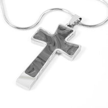 Load image into Gallery viewer, Gray Faux Marble Cross Pendant Stainless Steel With Necklace Chain and Gift Box