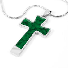 Load image into Gallery viewer, Dark Green Stainless Steel Cross Pendant Necklace With Chain and Gift Box