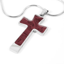 Load image into Gallery viewer, Rose Faux Marble Stainless Steel Cross Pendant Necklace Chain Gift Set