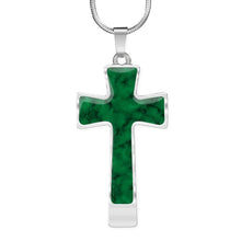 Load image into Gallery viewer, Dark Green Stainless Steel Cross Pendant Necklace With Chain and Gift Box