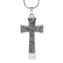 Load image into Gallery viewer, Gray Faux Marble Cross Pendant Stainless Steel With Necklace Chain and Gift Box