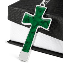 Load image into Gallery viewer, Dark Green Stainless Steel Cross Pendant Necklace With Chain and Gift Box