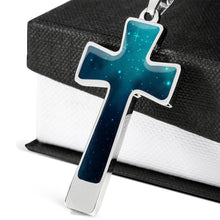 Load image into Gallery viewer, Teal Galaxy Cross Stainless Steel Pendant Necklace