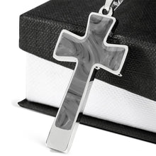 Load image into Gallery viewer, Gray Faux Marble Cross Pendant Stainless Steel With Necklace Chain and Gift Box