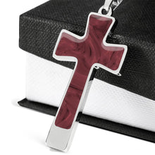 Load image into Gallery viewer, Rose Faux Marble Stainless Steel Cross Pendant Necklace Chain Gift Set