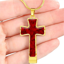 Load image into Gallery viewer, Red Faux Marble Cross Jewelry Religious Christian Stainless Steel Pendant Necklace With Chain and Gift Box