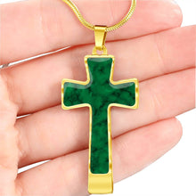 Load image into Gallery viewer, Dark Green Stainless Steel Cross Pendant Necklace With Chain and Gift Box