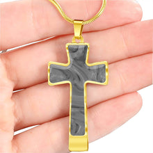 Load image into Gallery viewer, Gray Faux Marble Cross Pendant Stainless Steel With Necklace Chain and Gift Box